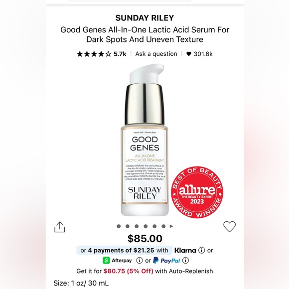 Sunday Riley Good Genes Lactic Acid Treatment 1.0 fluid oz - Brand New in Box! - Picture 2 of 7